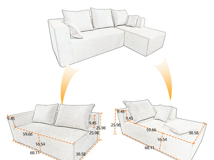 Modular Corner Sofa With Soft Fabric