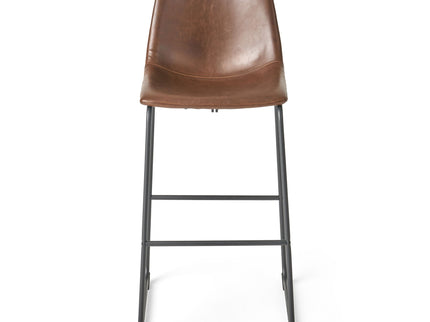 Barstool With Upholstery And Foot Rail - Vintage Brown