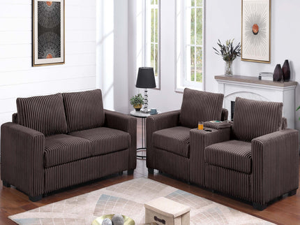 Modern Style 2 Piece Sofa Set With Cup Holders & Charging Port