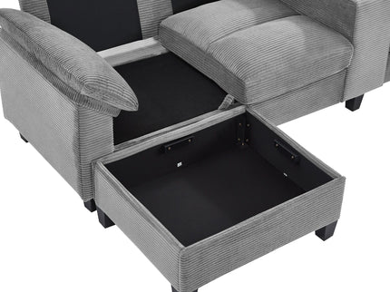 Modern U - Shaped Sectional Sofa With Storage Ottomans, USB Ports, And Cup Holders