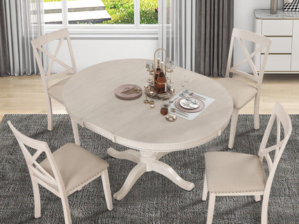 Modern Dining Table Set For 4, Round Table And 4 Kitchen Room Chairs, 5 Piece Kitchen Table Set For Dining Room, Dinette, Breakfast Nook