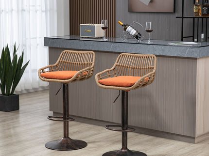 Modern Swivel Bar Stools Adjustable Counter Chairs With Footrest (Set of 2)