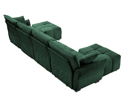 Sofa Set With Ottoman And Pillows, Textured, High Resilience Cushions
