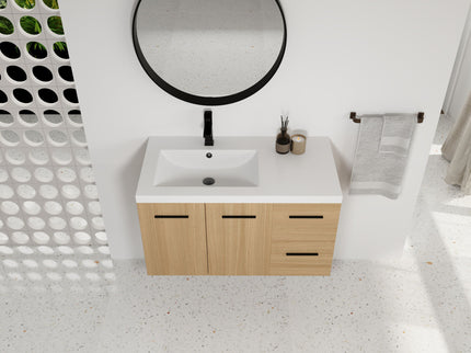 Wall Mounted Floating Bathroom Vanity With Sink, Door & Drawers Modular Cabinet