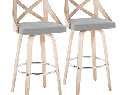 Charlotte - Farmhouse Fixed Height Bar Stool With Swivel And Round Footrest (Set of 2)