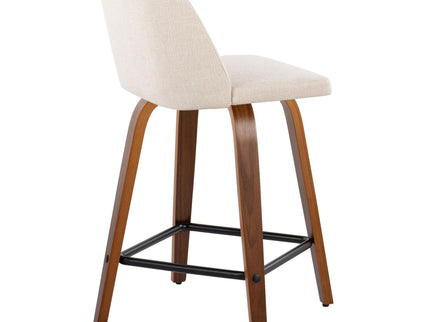 Toriano - Mid Century Modern Fixed Height Counter Stool With Swivel & Square Footrest (Set of 2)