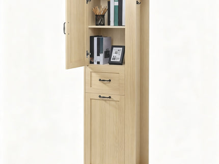 Modern Tall Storage Cabinet With Tilt-Out Compartment, Adjustable Shelves