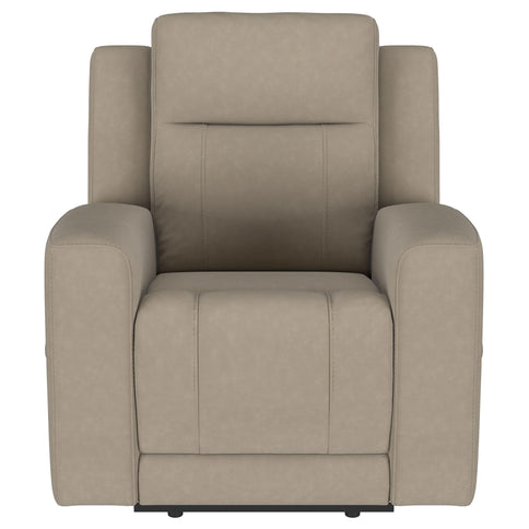 Slater - 3 Piece Upholstered Reclining Sofa Set And Built In Storage - Taupe