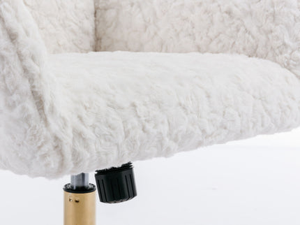 Office Chair, Artificial Rabbit Hair Home Office Chair With Metal Base, Adjustable Desk Chair Swivel Office Chair, Vanity Chair