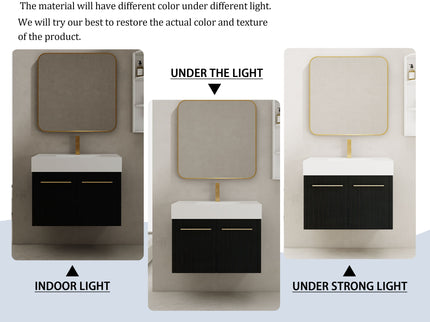 Modern Wall Mounted Bathroom Vanity With Thick Edge Resin Sink And Storage Rack