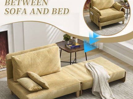 Mid Century Modern Foldable Sofa Bed, 3 In 1 Convertible Sleeper With 3 Pillows