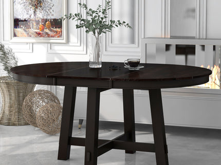 Gia - Round Extendable Dining Table With 16" Leaf Wood