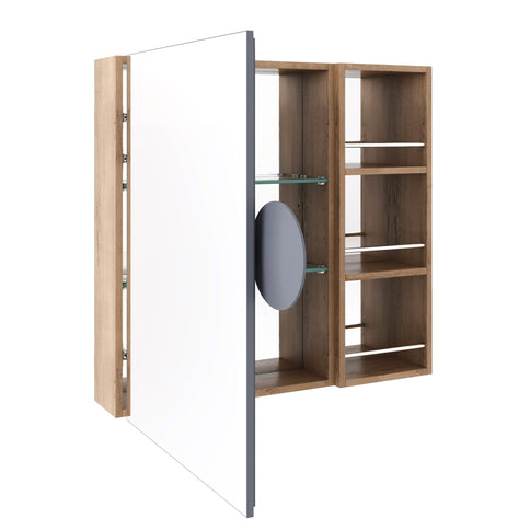 29.63" Wall Mounted Bathroom Cabinet With Adjustable Shelves - Imitative Oak