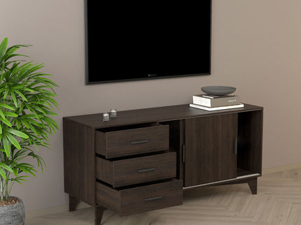 Parker - TV Stand With Sliding Doors And Drawers - Dark Brown
