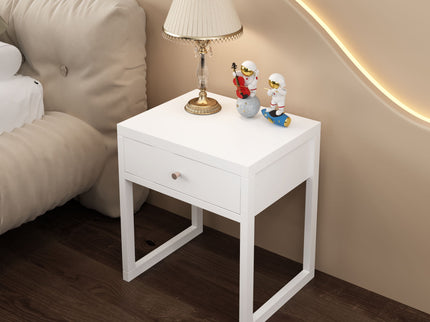 Nightstand With Drawer, Minimalist Bedside Table, Compact End Table For Bedroom - White