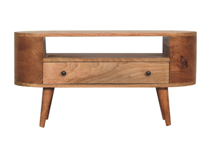 Modern Mini Rounded Entertainment Unit - Oak