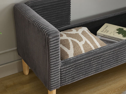 Upholstered Corduroy Flip Top Storage Bench For Living Room