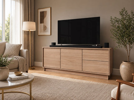 TV Stand For TVs Up To 60" With 2 Doors And 2 Drawers - Natural Walnut