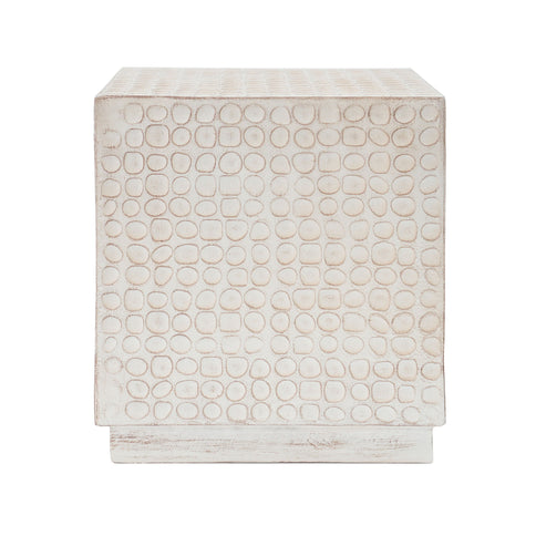 Chic Modern Mgo Cube Side Table With Fluted Design - Antique Brown