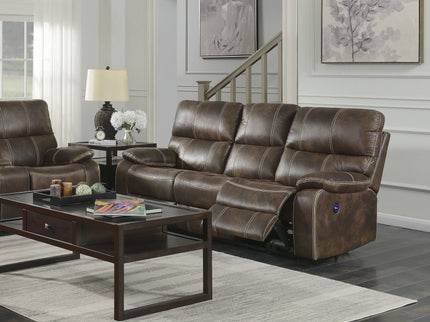 Reclining Sofa With USB Charging, Pocket Coil Seating, And Hidden Storage - Brown