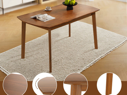 Mid Century Modern Dining Table Set For 4, Solid Wood Dining Table And Solid Wood Chairs, 5 Pieces Farmhouse Dining Table And 4 Upholstered Chairs - Brown / Gray