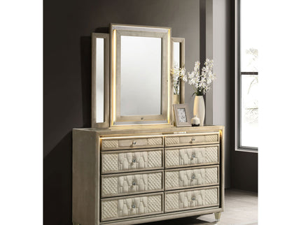 Mika - 8 Drawer LED Dresser With Mirror - Ivory