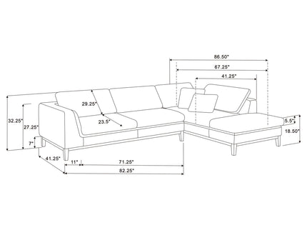 Harlan - L-Shape Upholstered Sectional With Pillows - Gray