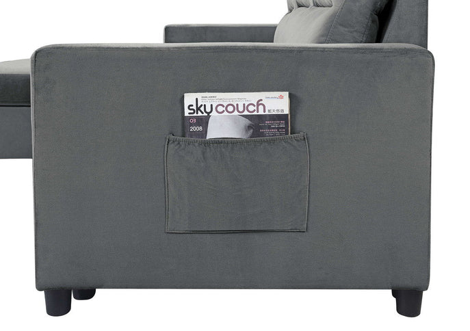 Ivy - Reversible Sleeper Sectional Sofa With Storage Chaise And Side Pocket