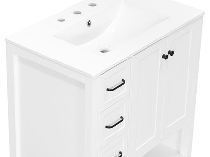 Bathroom Vanity With Sink Top, Bathroom Vanity Cabinet With 2 Doors And 2 Drawers, Open Shelf