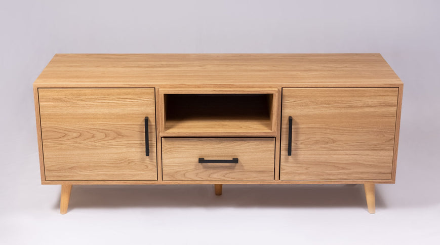 TV Stand For TVs Up To 60" With 2 Doors, 1 Drawer And 1 Open Shelf - Oak