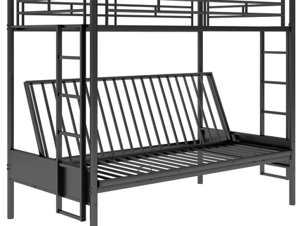 Twin Over Full Bunk Bed, Multifunction - Black