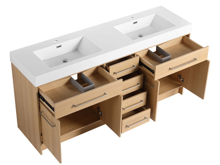 Freestanding Bathroom Vanity With Resin Sink, Soft-Closing Doors And Drawers