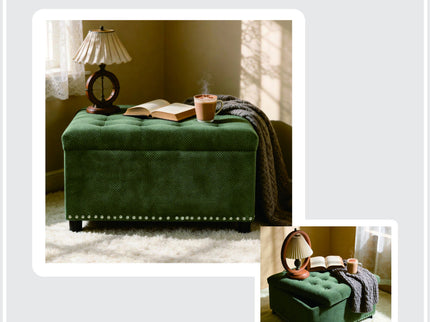 Square Tufted Storage Ottoman With Nailhead Trim