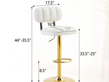 Adjustable Height Bar Stools & Footrest For Kitchen Island (Set of 2)