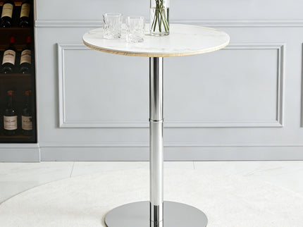 Circular Bar Table - White / Silver