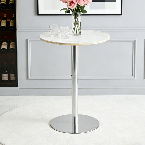 Circular Bar Table - White / Silver