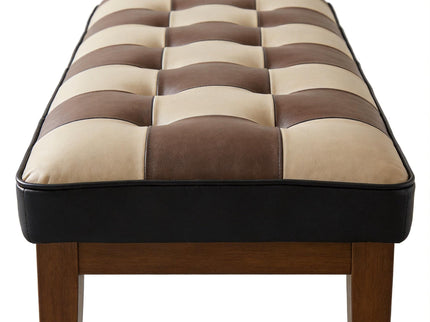 Checkered Bench For Entryway - Black / Brown / Cream