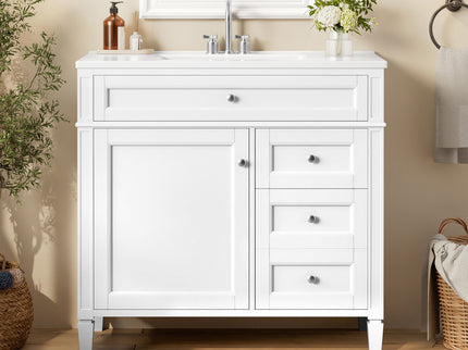 Bathroom Vanity With Top Sink, 2 Drawers, Tip Out Drawer