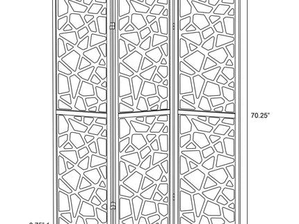 3 Panel Folding Screen With Mosaic Cutout Design - Black