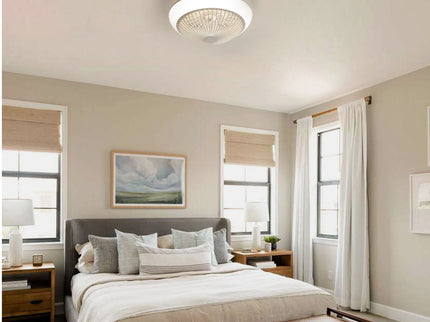 RGB Dimmable LED Enclosed Ceiling Fan With Remote Control, Bladeless Design - White