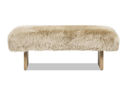 Leda - Sheepskin Fur Rectangular Accent Bench - Natural Blonde