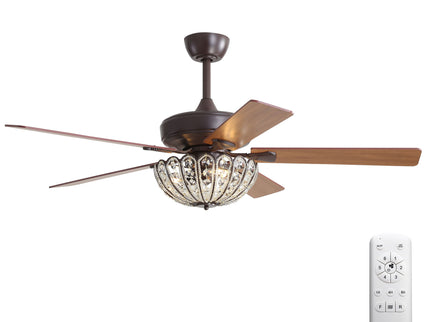 52" Ceiling Fan, 5 Blades, Reversible DC Motor - Coffee