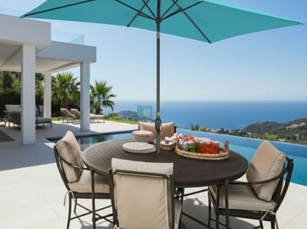 Rectangular Patio Umbrella With Crank Tilt, Polyester UV-Resistant Canopy