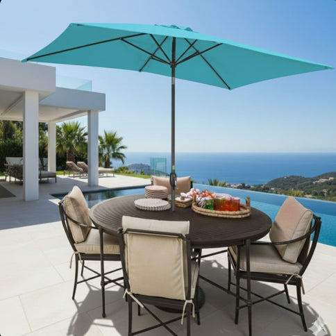 Rectangular Patio Umbrella With Crank Tilt, Polyester UV-Resistant Canopy