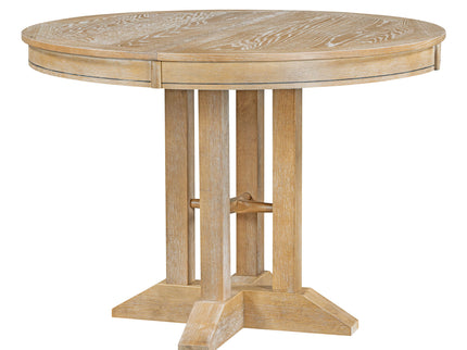 Dining Set & Extendable Round Table And 4 Upholstered Chairs