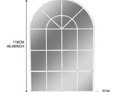 Handmade Arched Mirror, Windows Design For Entryway - White