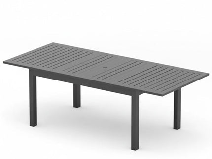 Extendable Outdoor Dining Table, All Weather, Slatted Top, Rust Proof - Gray