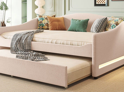 Upholstered Daybed With Light And Trundle