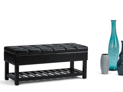 Saxon - Upholstered Transitional Storage Ottoman Bench