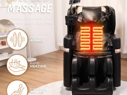 Massage Chair Recliner With Zero Gravity And Full Body Air Pressure - Black